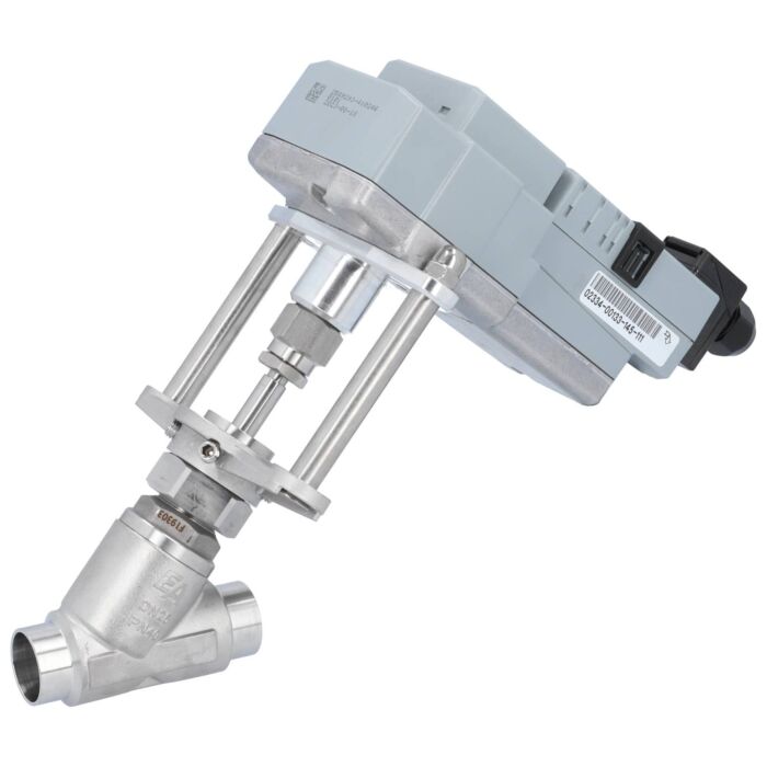 END Armaturen EBKM2D31X271050/04, Motorregelventil, DN50, Schrägsitzgehäuse, RK Edelstahl/PTFE, 24VAC/DC, St-R=Stetige Regelung