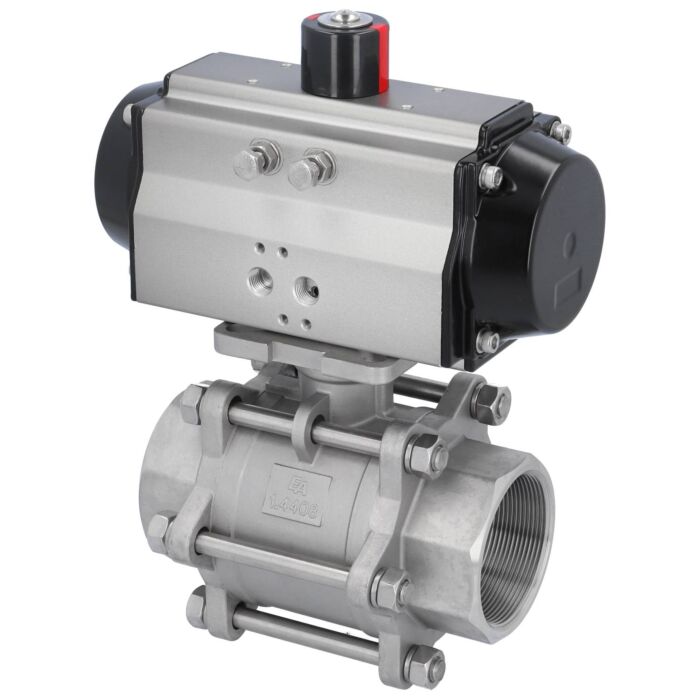 END Armaturen MA311329-OD620852, Kugelhahn MA 21/2"-Innengewinde, mit Antrieb OD85 Edelstahl/PTFE-FKM, hohlraumarm, doppeltwirkend