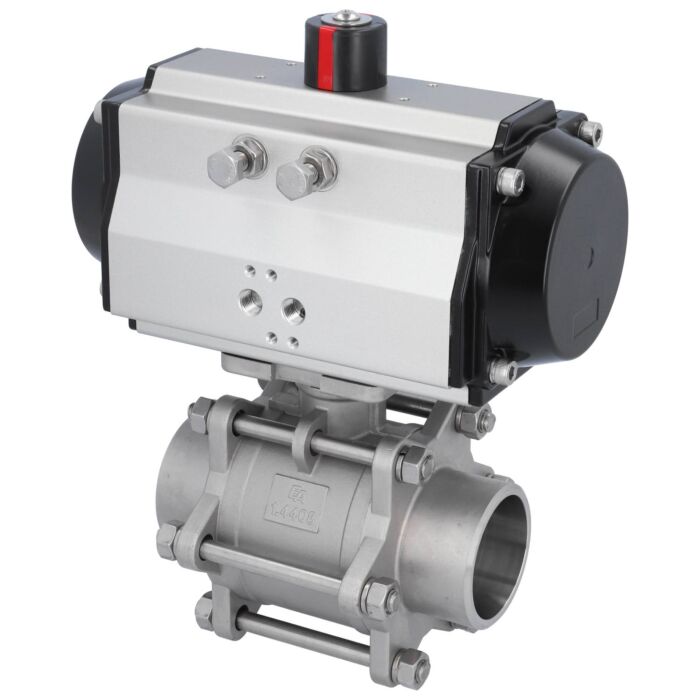 END Armaturen MA311368-OE621252, Kugelhahn MA DN65-Anschweißende, mit Antrieb OE125 Edelstahl/PTFE-FKM, hohlraumarm, federrückstellend