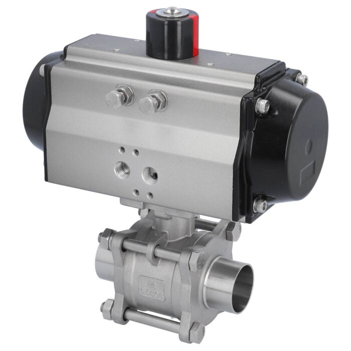 END Armaturen MA311366/M-OE620952, Kugelhahn MA DN40-Anschweißende, mit Antrieb OE95 Edelstahl/PTFE-FKM, hohlraumarm, federrückstellend