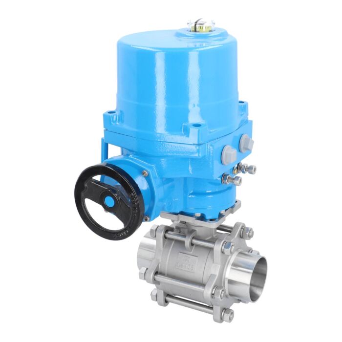 END Armaturen MA311068/M-NE094100, Kugelhahn-MA, DN65-Anschweißende, mit Antrieb-NE09 Edelstahl/PTFE-FKM, 230V 50Hz, Laufzeit 17sek.