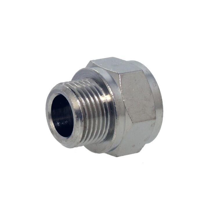 END Armaturen A171814, Aufreduziernippel zylindr. 1/8"au-1/4"in, Messing-vernickelt