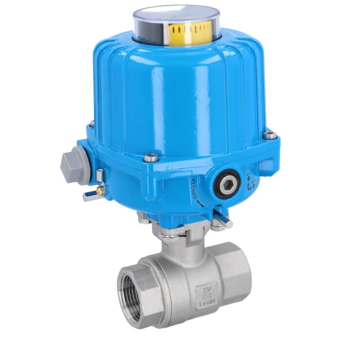 END Armaturen ZU310025-NE034100, Kugelhahn-ZU, 1", mit Antrieb-NE03 Ed./PTFE-FKM, 230V 50Hz, Laufzeit 12sek.