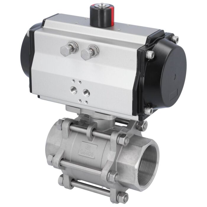 END Armaturen MA311329-OE621252, Kugelhahn MA 21/2"-Innengewinde, mit Antrieb OE125 Edelstahl/PTFE-FKM, hohlraumarm, federrückstellend