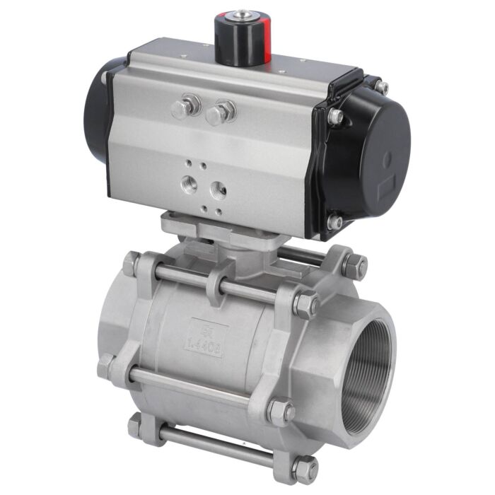 END Armaturen MA311330-OD620952, Kugelhahn MA 3"-Innengewinde, mit Antrieb OD95 Edelstahl/PTFE-FKM, hohlraumarm, doppeltwirkend