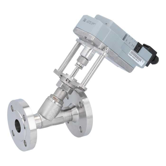 END Armaturen EBKL2D31X271015/04FL, Motorregelventil, DN15, Schrägsitzgehäuse, RK-FL Edelstahl/PTFE, 24VAC/DC, St-R=Stetige Regelung