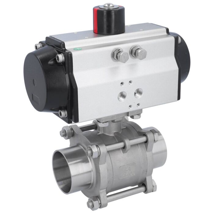 END Armaturen MA78-OD85, Kugelhahn MA DN65-Anschweißende, mit Antrieb OD85 Edelstahl/PTFE-FKM, doppeltwirkend, ISO 1127