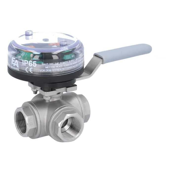 END Armaturen GD311527-VE051400, Kugelhahn-GD, 11/2", mit VE-Endschalter el./mech. Edelstahl/PTFE-FKM, T-Bohrung, max.250VAC-5A, IP65