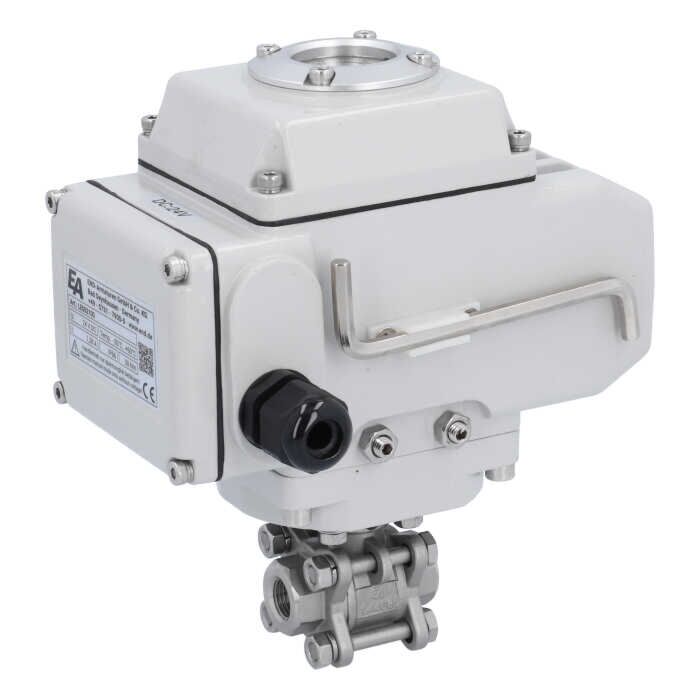 END Armaturen MA310021-LE052100, Kugelhahn-MA, 1/4"-Innengewinde, mit Antrieb-LE05 Edelstahl/PTFE-FKM, 24V DC, Laufzeit ca. 20sek.