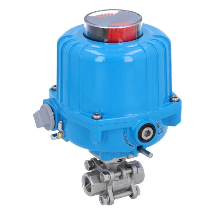 END Armaturen MA310021-NE034100, Kugelhahn-MA, 1/4"-Innengewinde, mit Antrieb-NE03 Edelstahl/PTFE-FKM, 230V 50Hz, Laufzeit 12sek.