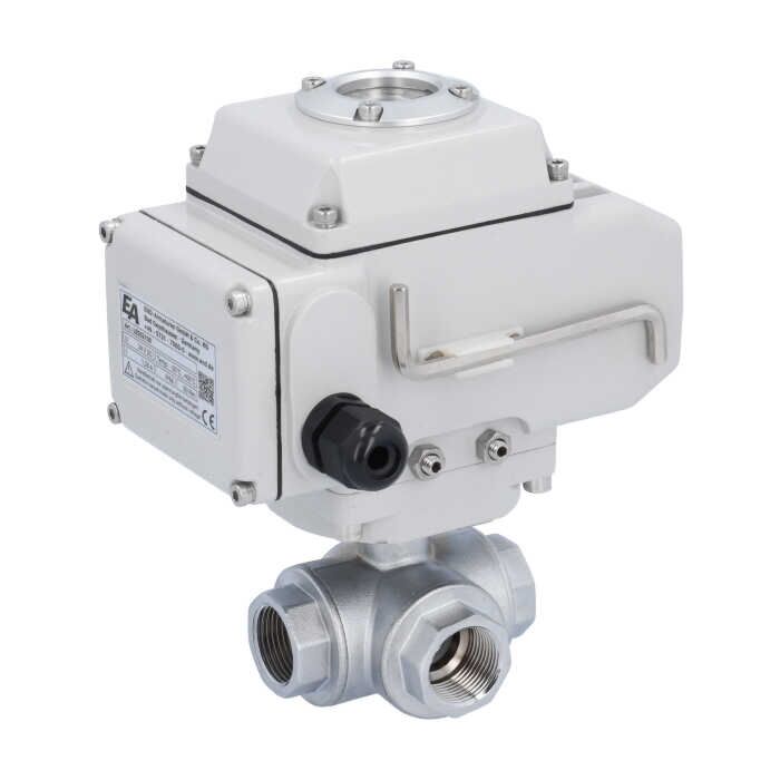 END Armaturen TN111524-LE052100, Kugelhahn-TN, 3/4", mit Antrieb-LE05 Ms./PTFE-FKM, T-Bohrung, 24V DC, Laufzeit ca.20sek