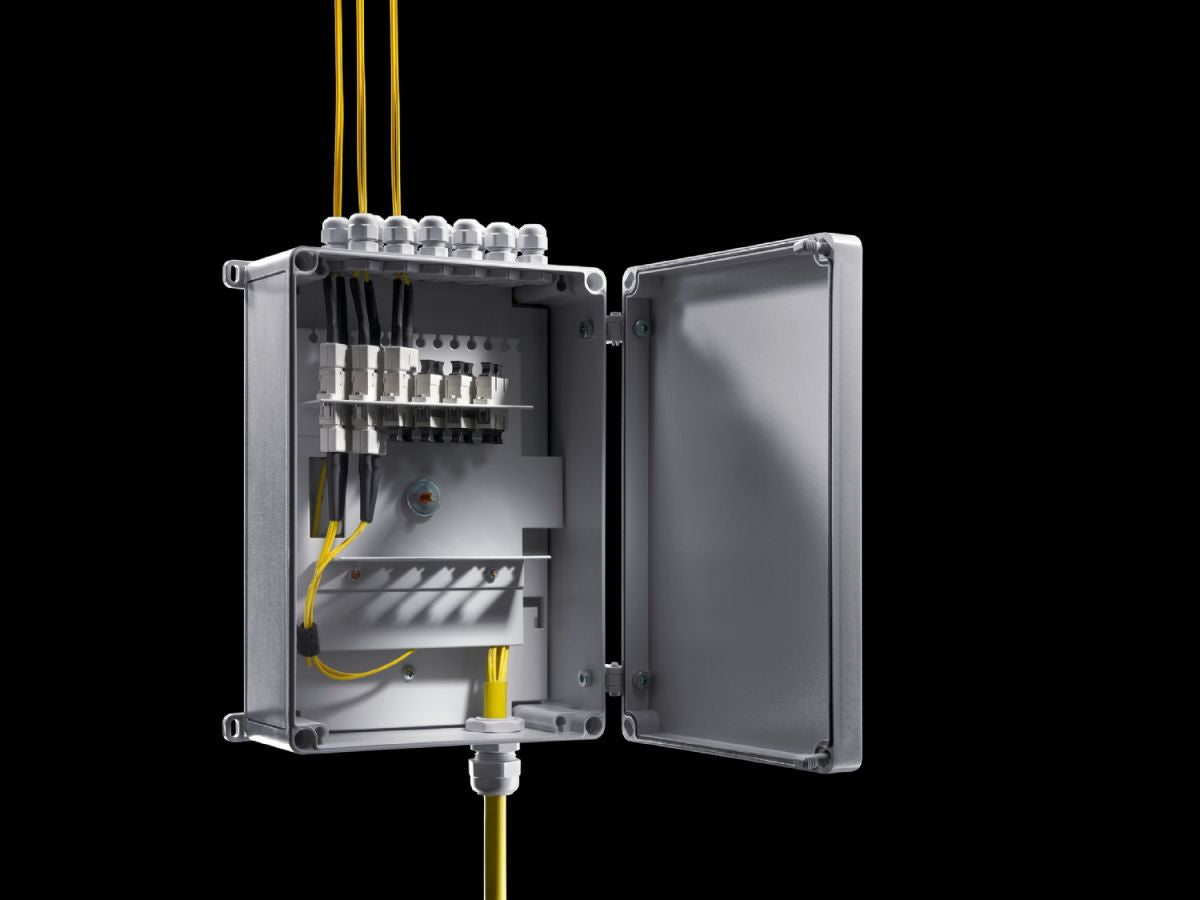 Rittal DK 7451.000, Small fibre-optic distributor with mounting plate and splicing cassette accommodation