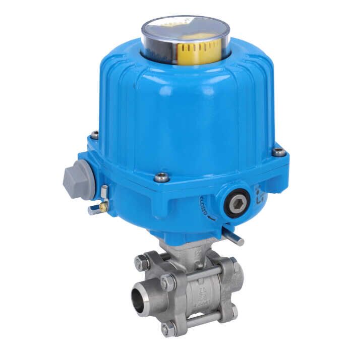 END Armaturen ZA310062-NE034100, Kugelhahn-ZA, DN15-Anschweißende, mit Antrieb-NE03 Edelstahl/PTFE-FKM, 230V 50Hz, Laufzeit 12sek.