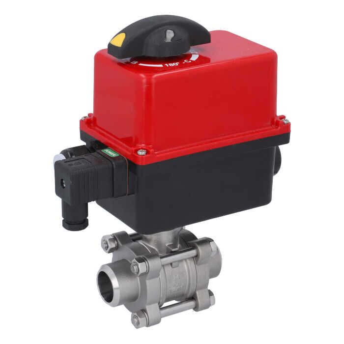 END Armaturen ZA310064-RT201410, Kugelhahn-ZA, DN25-Anschweißende, mit Antrieb-RT20 Edelstahl/PTFE-FKM, 230V 50Hz, Laufzeit 9...13sek.