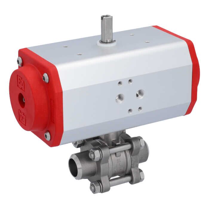 END Armaturen ZA310363-EE620632, Kugelhahn-ZA, DN20-Anschweißende, mit Antrieb-EE63 Ed/PTFE-FKM, hohlraumarm, federrückstellend