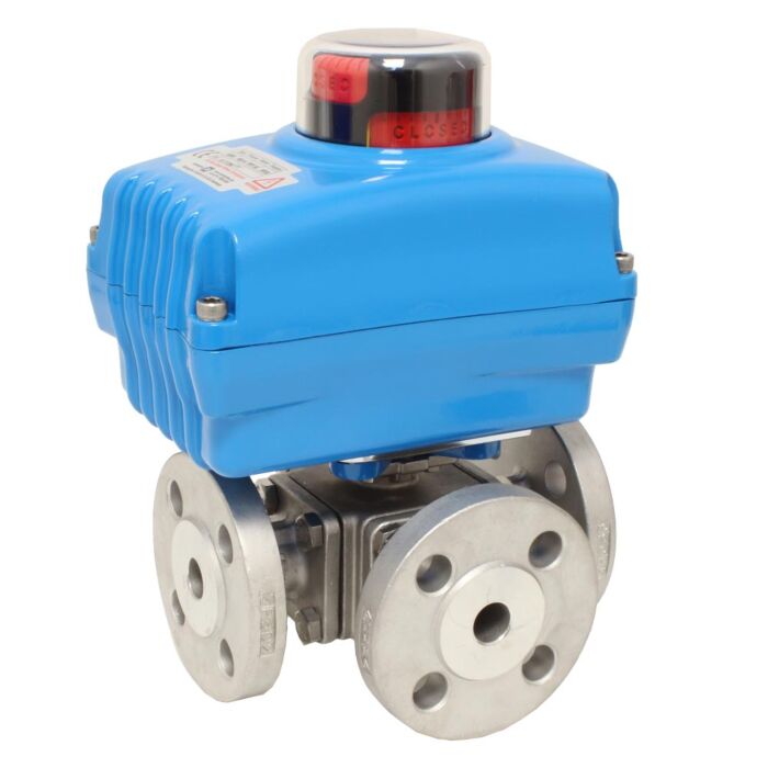 END Armaturen ZD311504-NE052100, Kugelhahn-ZD, DN25, mit Antrieb NE05 Ed./PTFE, T-Bohrung, 24V DC, Laufzeit ca. 10sek.