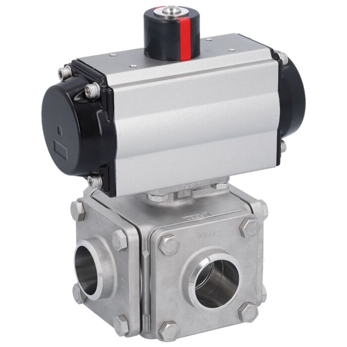 END Armaturen ZD311567-OD620852, Kugelhahn-ZD, DN50, mit Antrieb-OD, DW85 Edelst. 1.4408/PTFE-FKM, T-Bohrung, doppeltwirkend