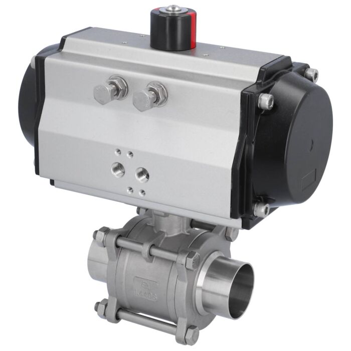 END Armaturen MA311367/M-OE621102, Kugelhahn MA DN50-Anschweißende, mit Antrieb OE110 Edelstahl/PTFE-FKM, hohlraumarm, federrückstellend