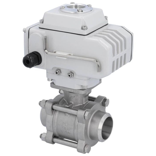 END Armaturen ZA310366-LE052100, Kugelhahn-ZA, DN40-Anschweißende, mit Antrieb-LE05 Edelstahl/PTFE-FKM, 24V DC, Laufzeit ca. 20sek.