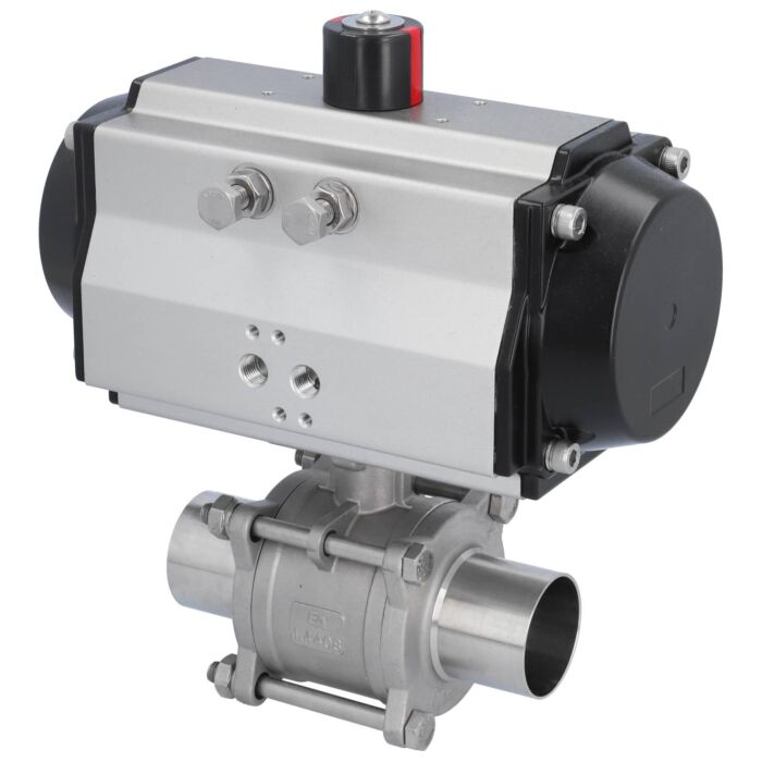 END Armaturen MA311367/MO-OE621102, Kugelhahn MA DN50-Anschweißende, mit Antrieb OE110 Edelstahl/PTFE-FKM, hohlraumarm, federrückstellend