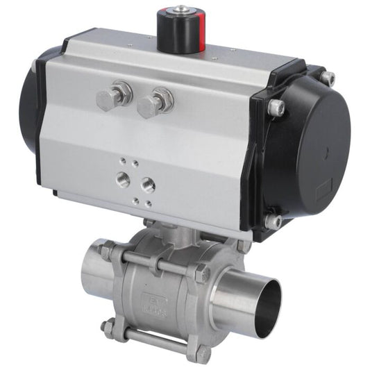 END Armaturen MA311367/MO-OE621102, Kugelhahn MA DN50-Anschweißende, mit Antrieb OE110 Edelstahl/PTFE-FKM, hohlraumarm, federrückstellend