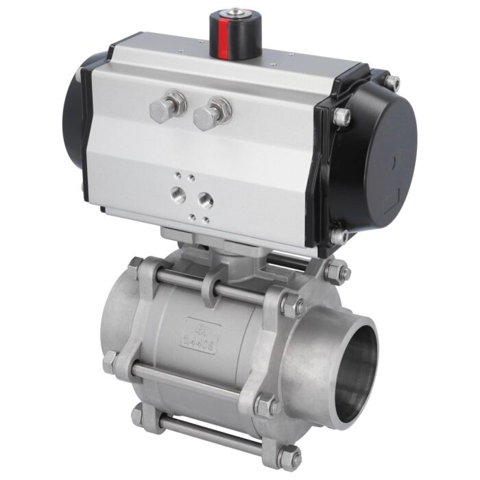 END Armaturen MA311369-OE621252, Kugelhahn MA DN80-Anschweißende, mit Antrieb OE125 Edelstahl/PTFE-FKM, hohlraumarm, federrückstellend