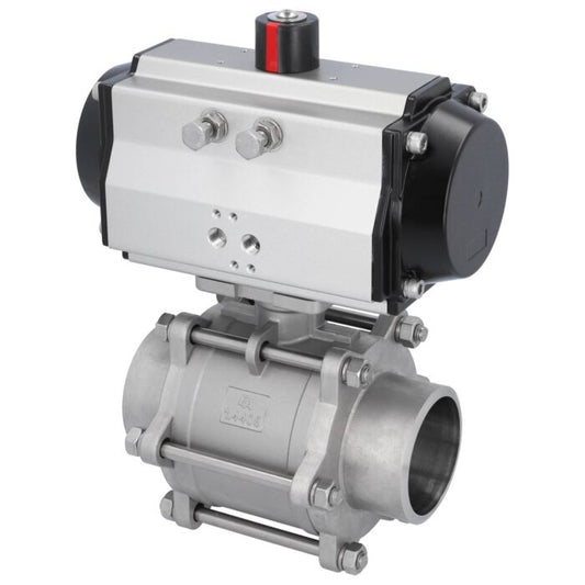 END Armaturen MA311369-OE621252, Kugelhahn MA DN80-Anschweißende, mit Antrieb OE125 Edelstahl/PTFE-FKM, hohlraumarm, federrückstellend