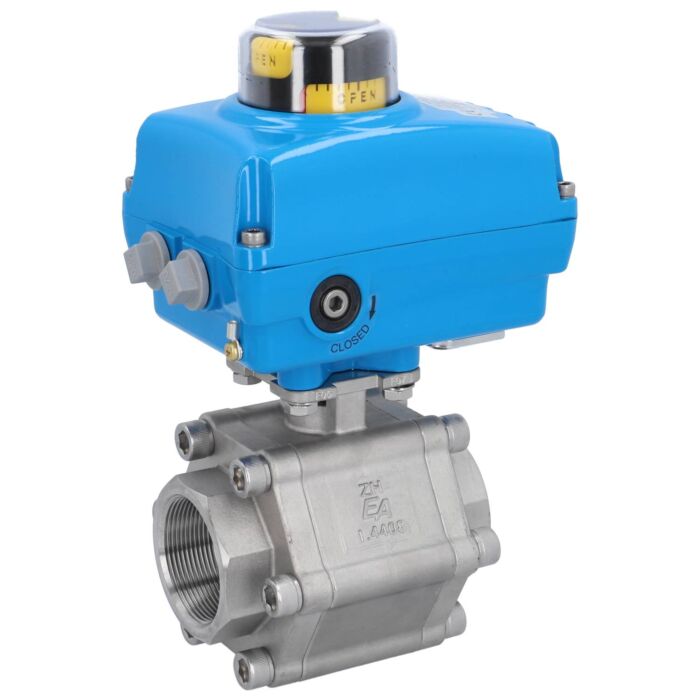 END Armaturen ZH311028-NE052100, Kugelhahn-ZH, 2", mit Antrieb-NE05 Edelstahl/PTFE-FKM, 24V DC, Laufzeit ca. 10sek.