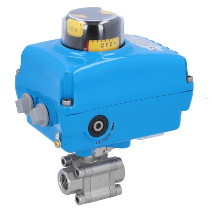 END Armaturen ZH311023-NE054100, Kugelhahn-ZH, 1/2", mit Antrieb-NE05 Edelstahl/PTFE-FKM, 230V 50Hz, Laufzeit 14sek.