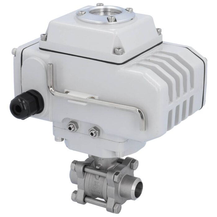 END Armaturen ZA310362-LE052100, Kugelhahn-ZA, DN15-Anschweißende, mit Antrieb-LE05 Edelstahl/PTFE-FKM, 24V DC, Laufzeit ca. 20sek.