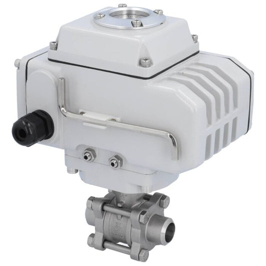 END Armaturen ZA310362-LE052100, Kugelhahn-ZA, DN15-Anschweißende, mit Antrieb-LE05 Edelstahl/PTFE-FKM, 24V DC, Laufzeit ca. 20sek.