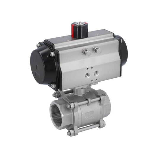 END-Armaturen MA28-OE85,, Kugelhahn MA 2"-Innengewinde, mit Antrieb OE85 Edelstahl/PTFE-FKM, federrückstellend