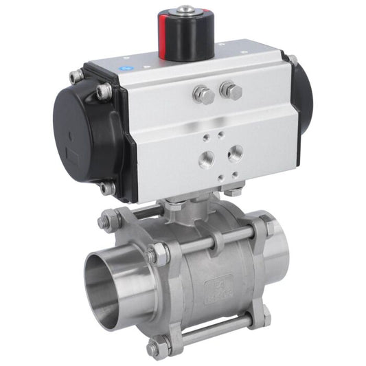 END Armaturen MA77-OD65, Kugelhahn MA DN50-Anschweißende, mit Antrieb OD65 Edelstahl/PTFE-FKM, doppeltwirkend, ISO 1127