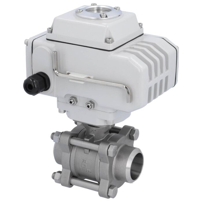 END Armaturen ZA310365-LE054100, Kugelhahn-ZA, DN32-Anschweißende, mit Antrieb-LE05 Edelstahl/PTFE-FKM, 230V AC, Laufzeit ca. 20sek.