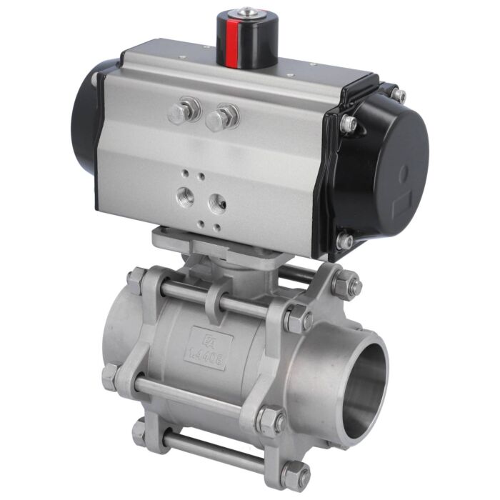 END Armaturen MA311368-OD620852, Kugelhahn MA DN65-Anschweißende, mit Antrieb OD85 Edelstahl/PTFE-FKM, hohlraumarm, doppeltwirkend