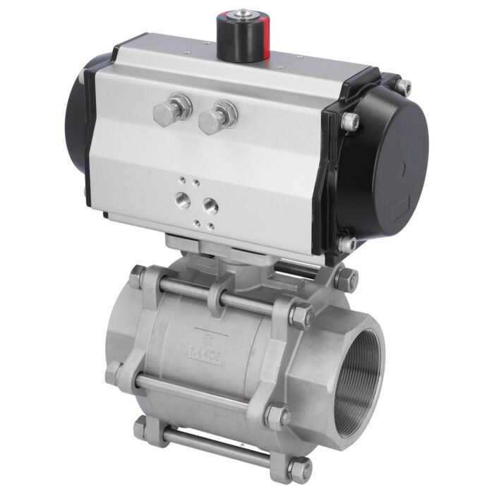 END Armaturen MA311330-OE621252, Kugelhahn MA 3"-Innengewinde, mit Antrieb OE125 Edelstahl/PTFE-FKM, hohlraumarm, federrückstellend