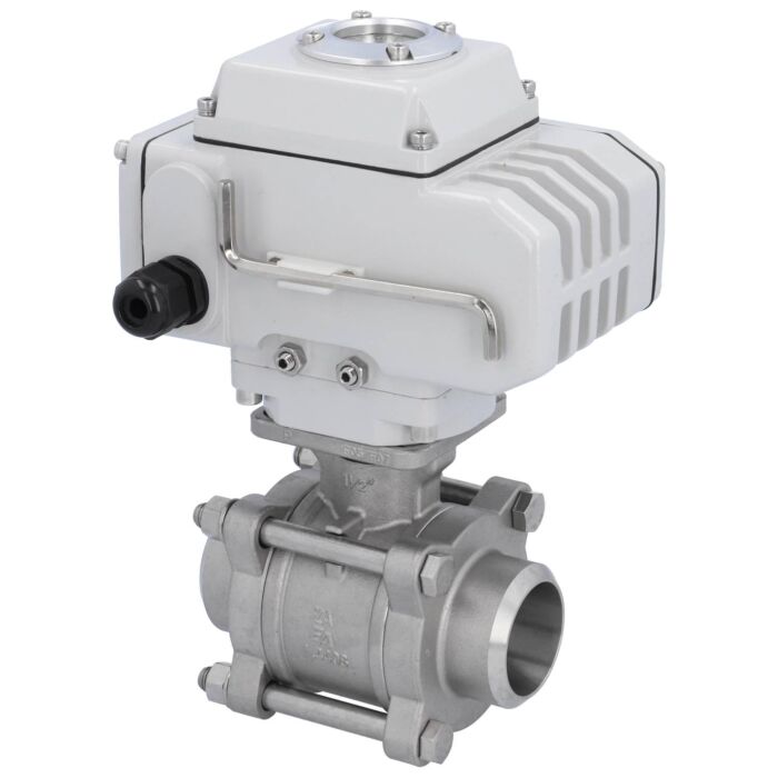 END Armaturen ZA310366-LE054100, Kugelhahn-ZA, DN40-Anschweißende, mit Antrieb-LE05 Edelstahl/PTFE-FKM, 230V AC, Laufzeit ca. 20sek.