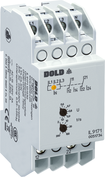 Dold IL9171.12/200 3/N AC400/230V 0,7UN, Undervoltage Relay, 3-phase, sku: 0049402