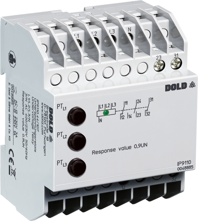 Dold IP9110.44/107 3/N AC400/230V 0,9UN, Undervoltage relay, sku: 0048885
