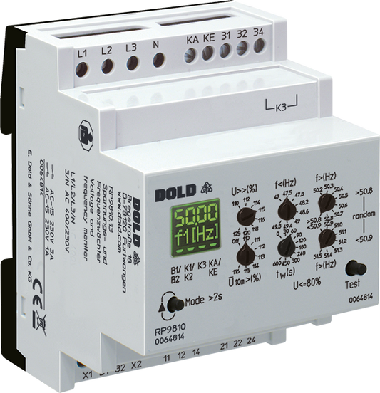 Dold RP9810.13 3/N AC400/230V >30KVA, Voltage and frequency monitor according to VDE-AR-N 4105:2011-08, sku: 0064814