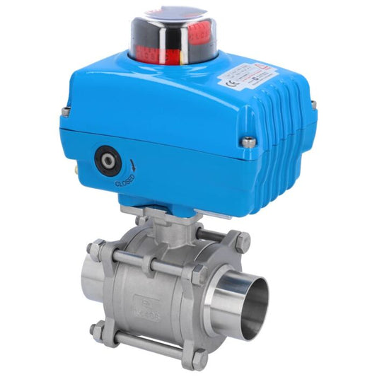 END Armaturen MA311067/M-NE052100, Kugelhahn-MA, DN50-Anschweißende, mit Antrieb-NE05 Edelstahl/PTFE-FKM, 24V DC, Laufzeit ca. 10sek.