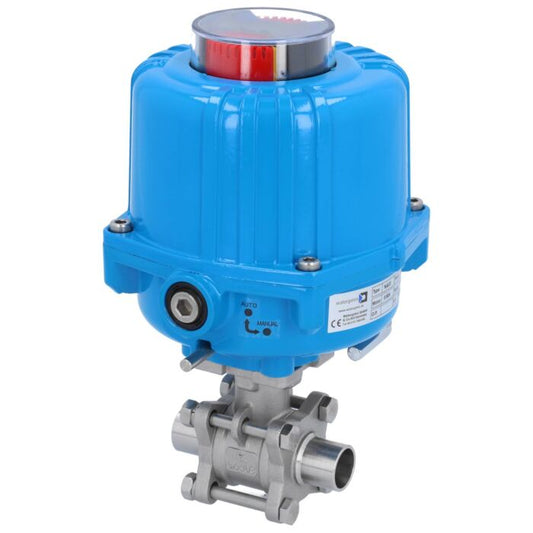 END Armaturen MA311062/M-NE032100, Kugelhahn-MA, DN15-Anschweißende, mit Antrieb-NE03 Edelstahl/PTFE-FKM, 24V DC, Laufzeit ca. 12sek.