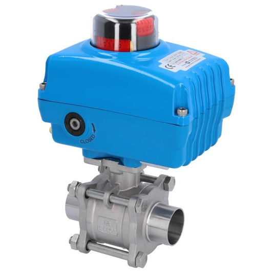 END Armaturen MA311066/M-NE054100, Kugelhahn-MA, DN40-Anschweißende, mit Antrieb-NE05 Edelstahl/PTFE-FKM, 230V 50Hz, Laufzeit 14sek.