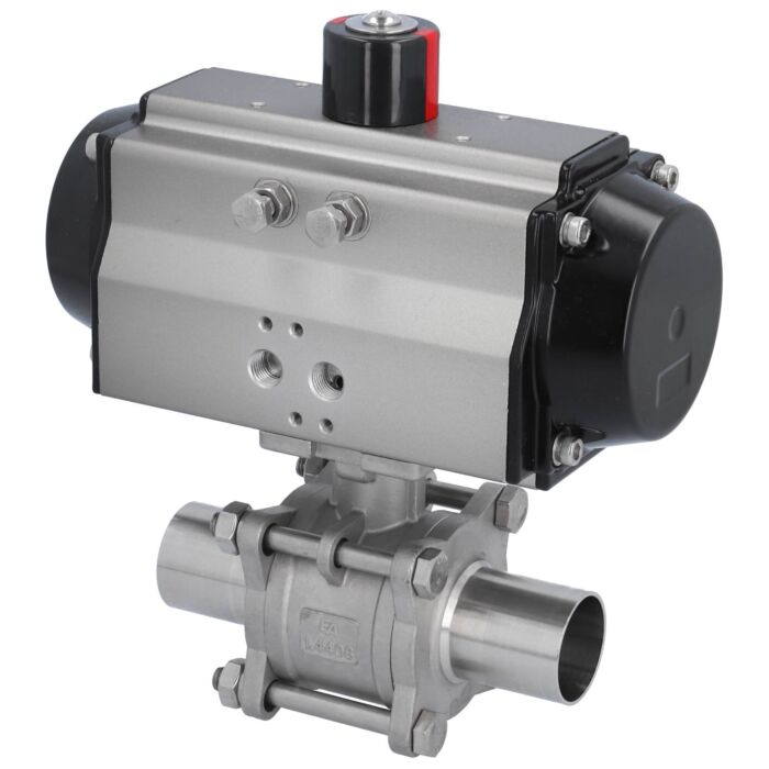 END Armaturen MA311366/MO-OE620952, Kugelhahn MA DN40-Anschweißende, mit Antrieb OE95 Edelstahl/PTFE-FKM, hohlraumarm, federrückstellend