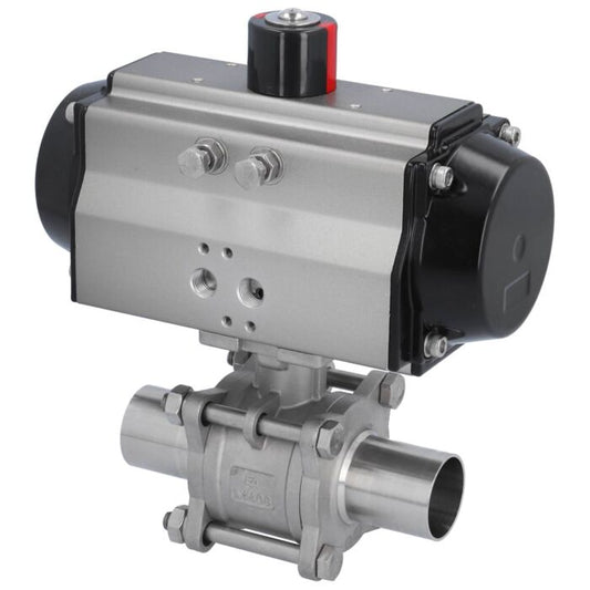 END Armaturen MA311366/MO-OE620952, Kugelhahn MA DN40-Anschweißende, mit Antrieb OE95 Edelstahl/PTFE-FKM, hohlraumarm, federrückstellend