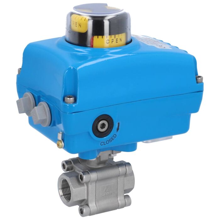 END Armaturen ZH311024-NE052100, Kugelhahn-ZH, 3/4", mit Antrieb-NE05 Edelstahl/PTFE-FKM, 24V DC, Laufzeit ca. 10sek.