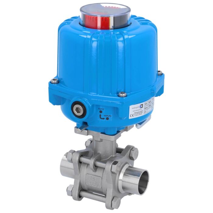 END Armaturen MA311064/M-NE032100, Kugelhahn-MA, DN25-Anschweißende, mit Antrieb-NE03 Edelstahl/PTFE-FKM, 24V DC, Laufzeit ca. 12sek.