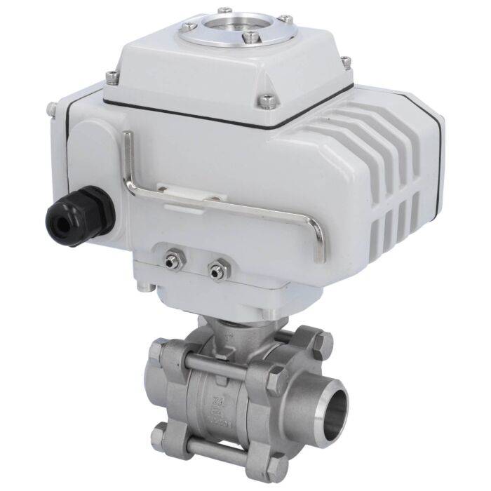 END Armaturen ZA310364-LE052100, Kugelhahn-ZA, DN25-Anschweißende, mit Antrieb-LE05 Edelstahl/PTFE-FKM, 24V DC, Laufzeit ca. 20sek.