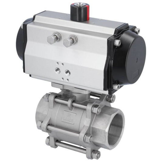 END Armaturen MA311329-OE621252, Kugelhahn MA 21/2"-Innengewinde, mit Antrieb OE125 Edelstahl/PTFE-FKM, hohlraumarm, federrückstellend