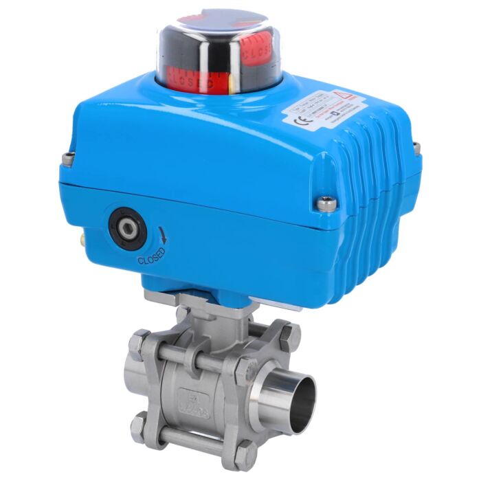 END Armaturen MA311065/M-NE054100, Kugelhahn-MA, DN32-Anschweißende, mit Antrieb-NE05 Edelstahl/PTFE-FKM, 230V 50Hz, Laufzeit 14sek.